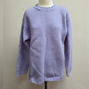 Vintage J Crew Light Lilac Purple Wool Knit Crewneck Sweater, Size Medium